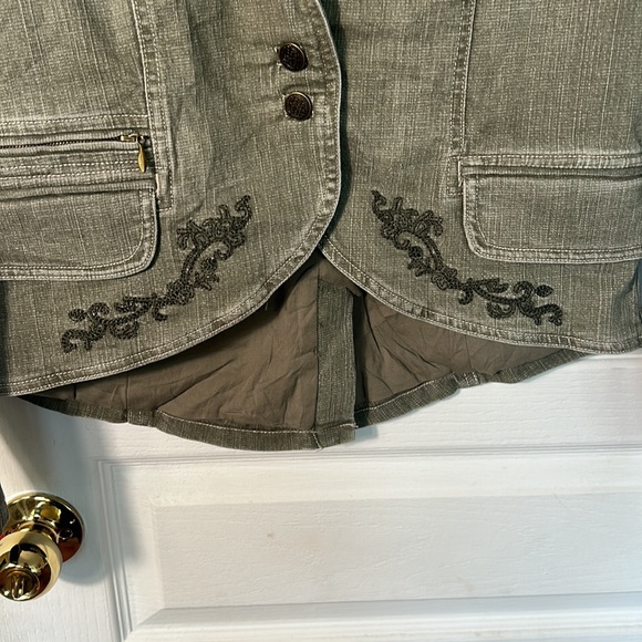 NWT FRENCH DRESSING FDJ STRETCH DENIM JACKET IN LIGHT OLIVE GREEN COLOUR SIZE M - Picture 5 of 8